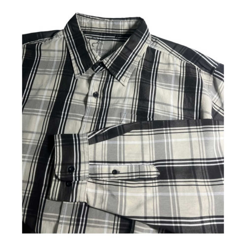 Dunning Golf Mens Polo XLBlack with‎ Blue Khaki Stripes Polyester